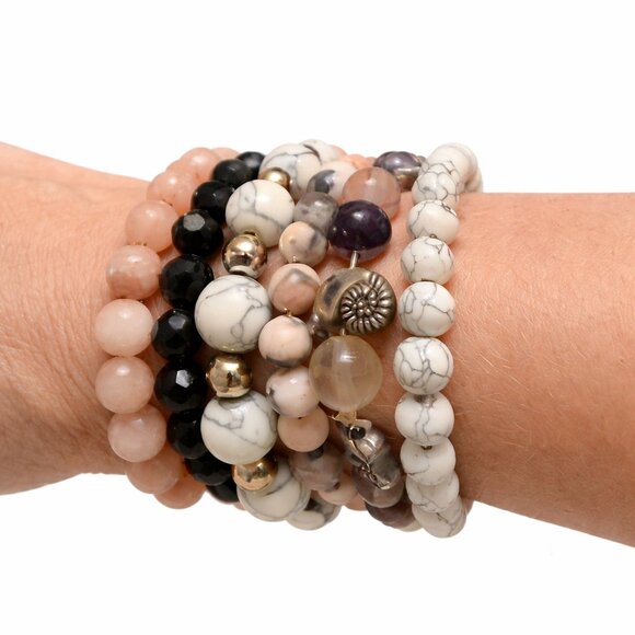 ✨ 6-Piece Multi-Color Beaded Stretch Bracelet Set ✨ - Picture 5 of 5